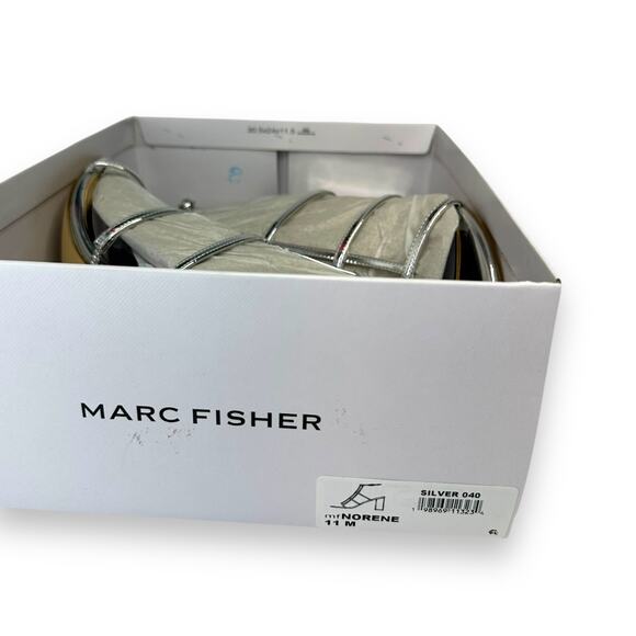 Marc Fisher New Norene Dress Sandal 11 Silver Gladiator Block Heel Strappy - Picture 8 of 13